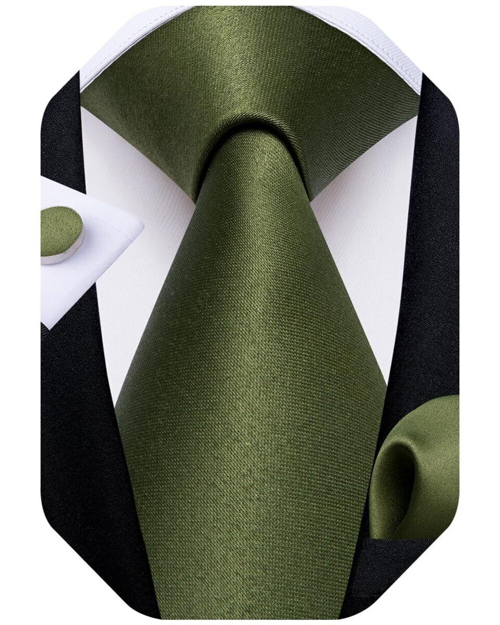 6195 Solid Color Tie and Pocket Square Set Woven Silk Plain Necktie &